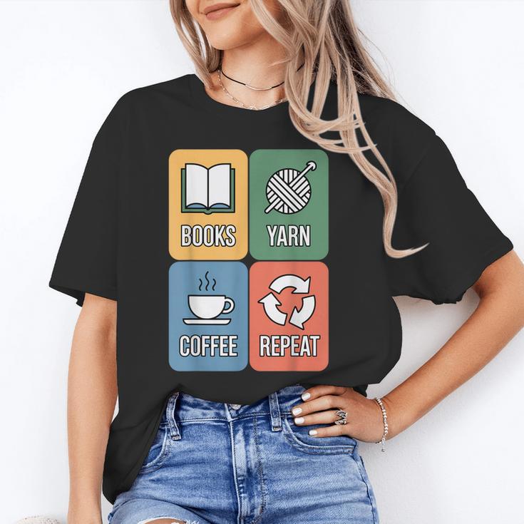 Books Yarn Coffee Repeat Crocheting Unisex T-Shirt Books Yarn Coffee Repeat Crocheting Unisex T-Shirt