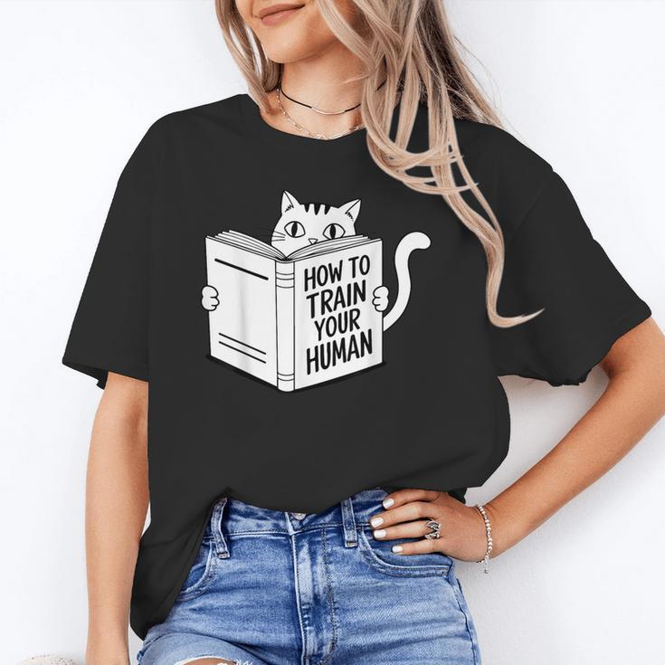 Cat Book Humor How To Train Your Human Unisex T-Shirt
