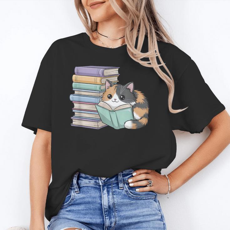 Cat On Books Pets Cats Reading Book Nerd Read Reader Bookcat Unisex T-Shirt
