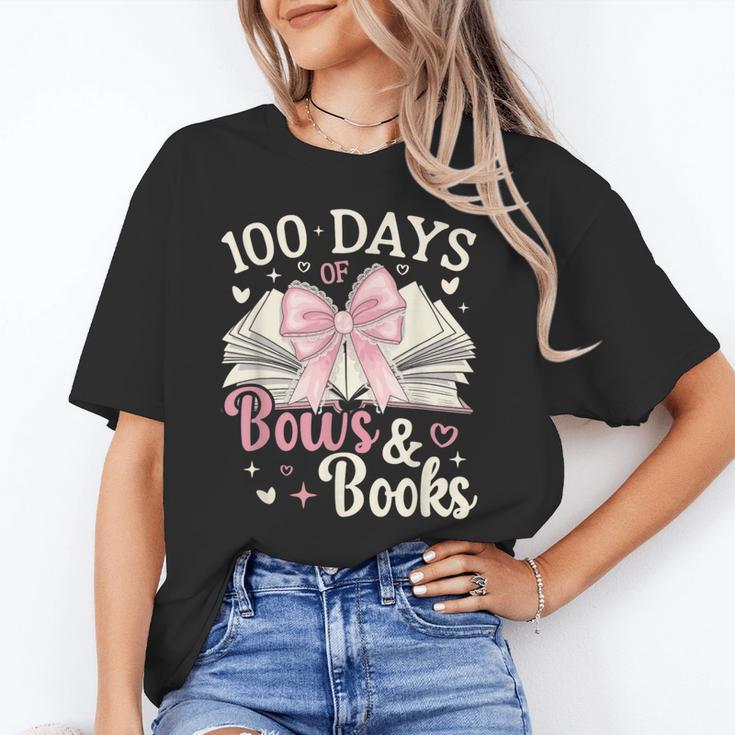 Coquette 100 Days Of Bows Books Reading 100th Day Of School Unisex T-Shirt Coquette 100 Days Of Bows Books Reading 100th Day Of School Unisex T-Shirt