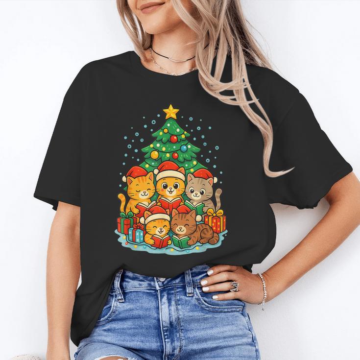 Cute Cats Reading Books Christmas Tree Unisex T-Shirt