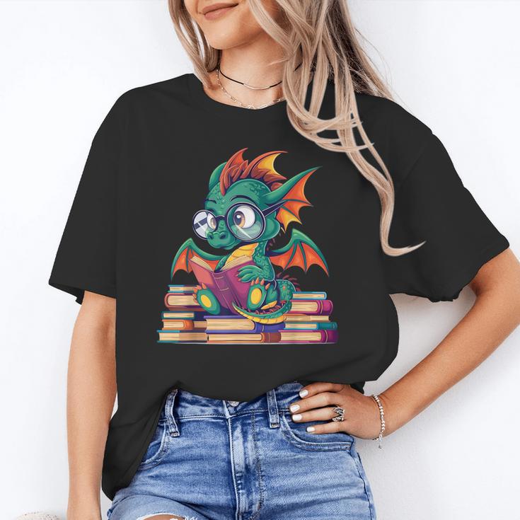 Cute Dragon Reading a Book Bookworm For Men Women Kid Unisex T-Shirt