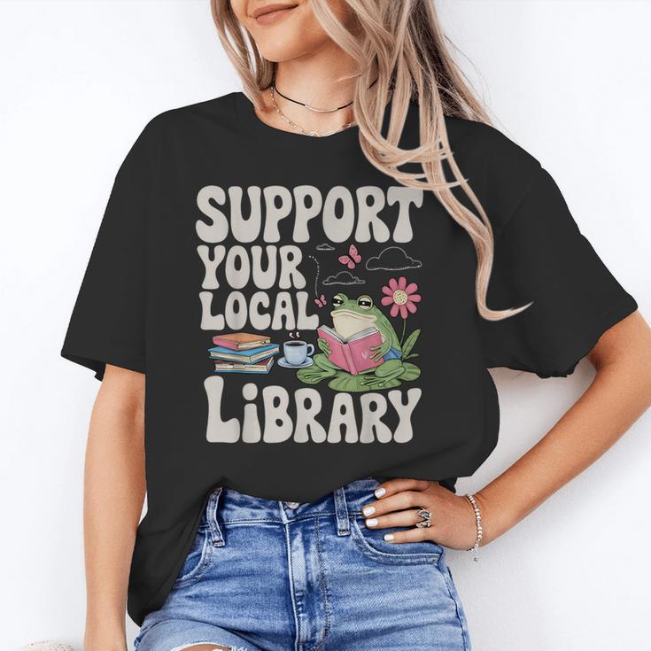 Cute Frog Support Your Local Library Librarian Book Lover Unisex T-Shirt Cute Frog Support Your Local Library Librarian Book Lover Unisex T-Shirt