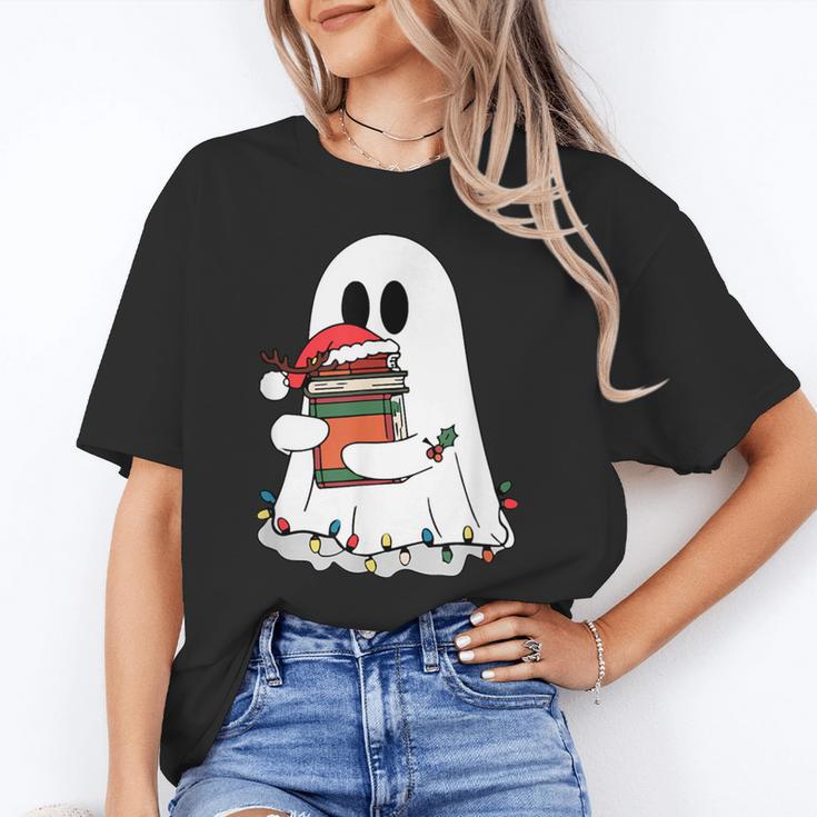 Cute Ghost Holding Books Bookish Christmas Unisex T-Shirt Cute Ghost Holding Books Bookish Christmas Unisex T-Shirt