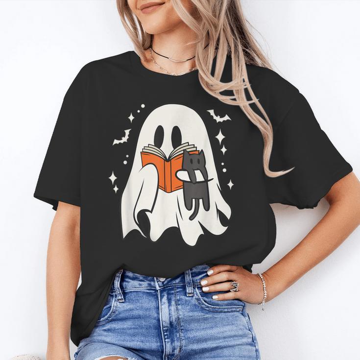Cute Ghost Reading Book Spooky Season Halloween Costume Kids Unisex T-Shirt