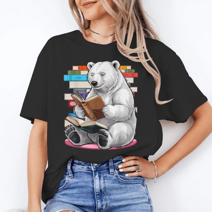Cute Polar Bear Is Reading a Book Reading Polar Bear Unisex T-Shirt
