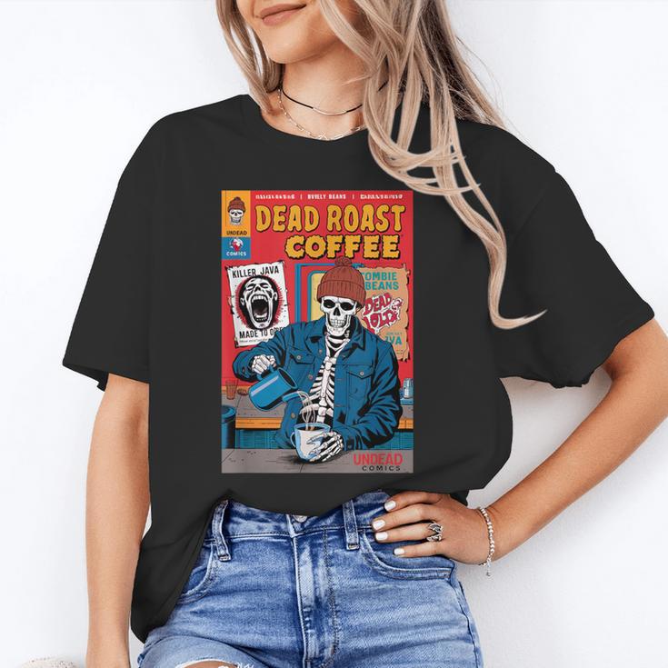 Dead Roast Coffee Comic Book Cover Style Skeleton Barista Unisex T-Shirt