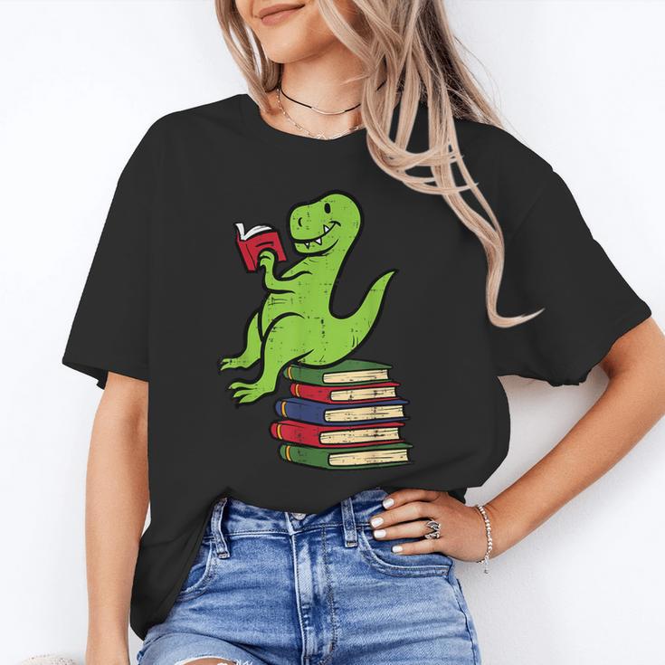 Dino Reading Read Reading Librarian Book Men Boys Kids Unisex T-Shirt