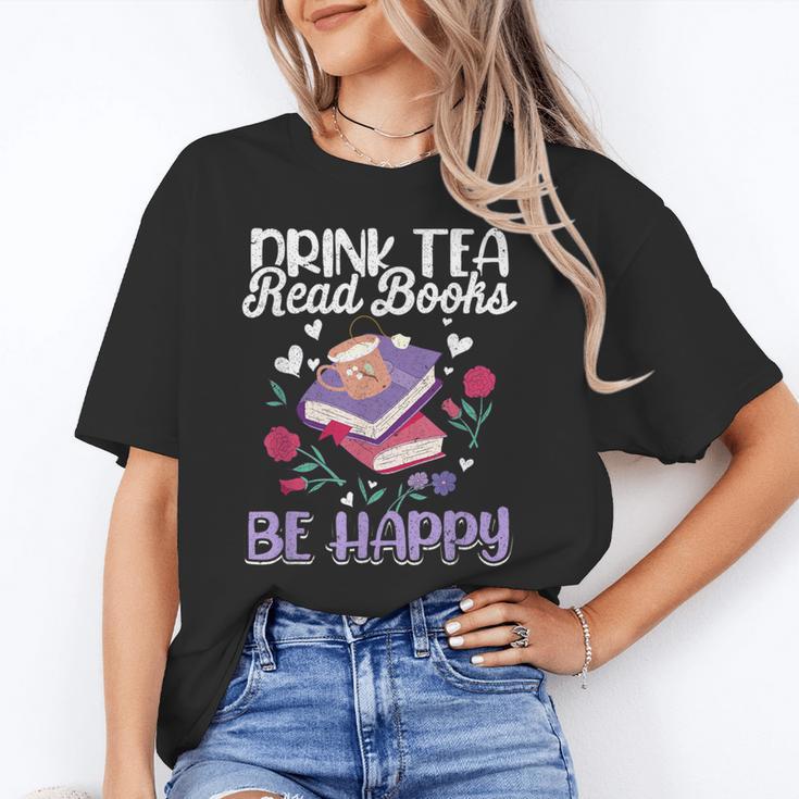 Drink Tea Read Books Be Happy Book Lover Reading Unisex T-Shirt