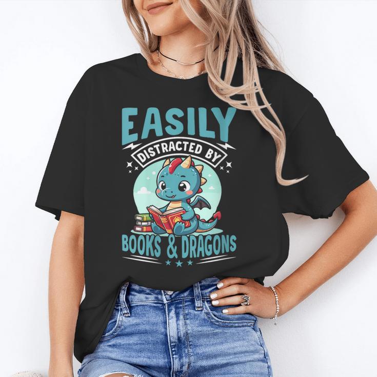 Easily Distracted By Books And Dragons Nerds Unisex T-Shirt
