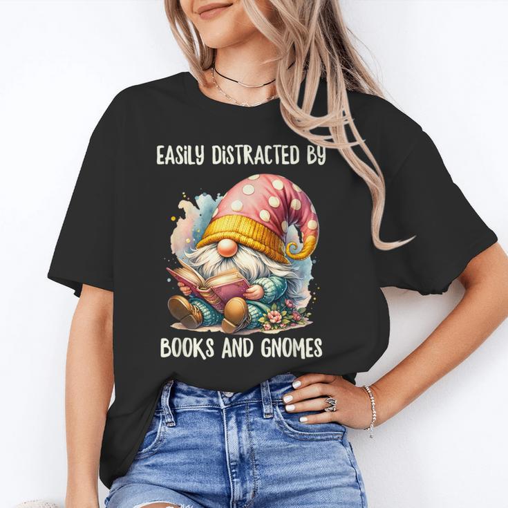 Easily Distracted By Books And Gnomes Book Reading Gnome Unisex T-Shirt