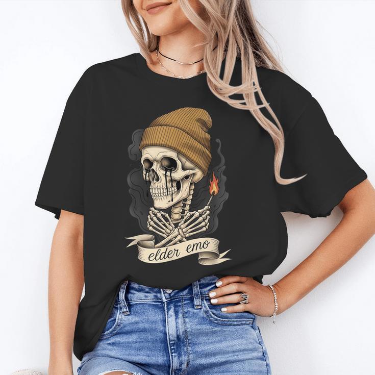 Elder Emo Skeleton Beanie Nostalgia Scene Aesthetic Unisex T-Shirt