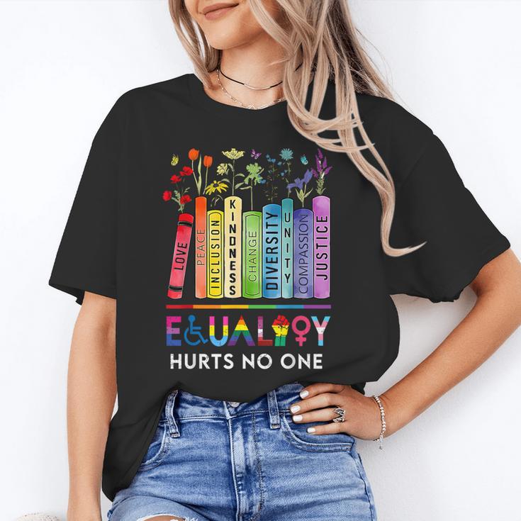 Equality Hurts No One Book Flower Rainbow Pride Month LGBTQ Unisex T-Shirt