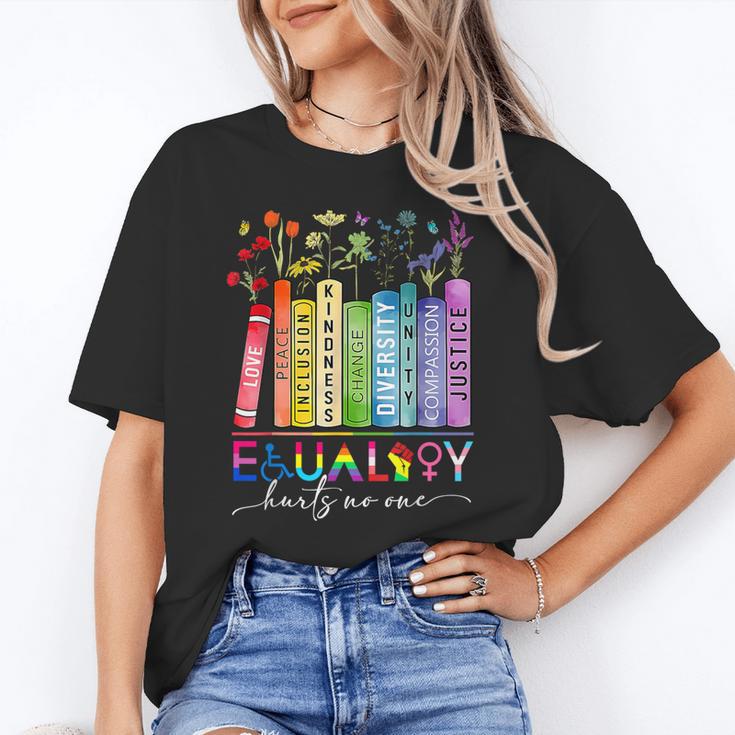 Equality Hurts No One Floral Books LGBTQ Gay Les Pride Month Unisex T-Shirt Equality Hurts No One Floral Books LGBTQ Gay Les Pride Month Unisex T-Shirt