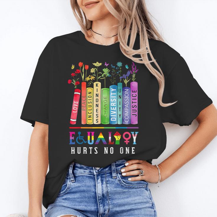 Equality Hurts No One Floral Books LGBTQ Pride Human Rights Unisex T-Shirt
