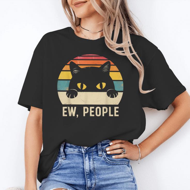 Ew People Retro Cat Vintage Anti-Social Introvert Unisex T-Shirt