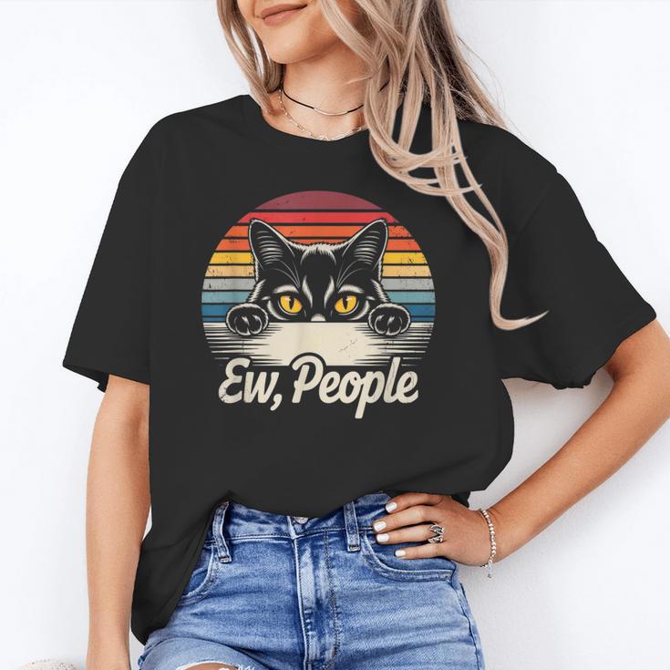 Ew People Retro Cat Vintage Anti Social Introvert Unisex T-Shirt