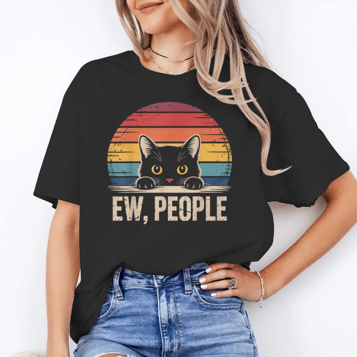 Ew People Retro Vintage Anti Social Cat Introvert Unisex T-Shirt Ew People Retro Vintage Anti Social Cat Introvert Unisex T-Shirt