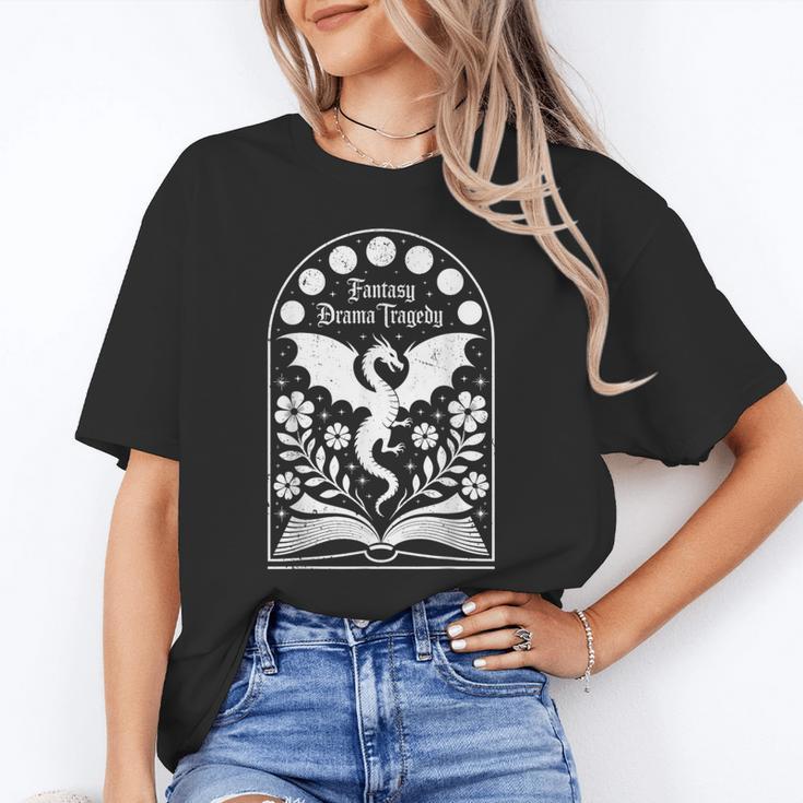 Fantasy Drama Tragedy Dragon Book Magic Gothic Moon Phases Unisex T-Shirt