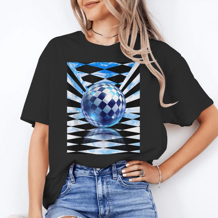 Frutiger Aero Aesthetic Tech Checkered Room Orb Sky Unisex T-Shirt Frutiger Aero Aesthetic Tech Checkered Room Orb Sky Unisex T-Shirt