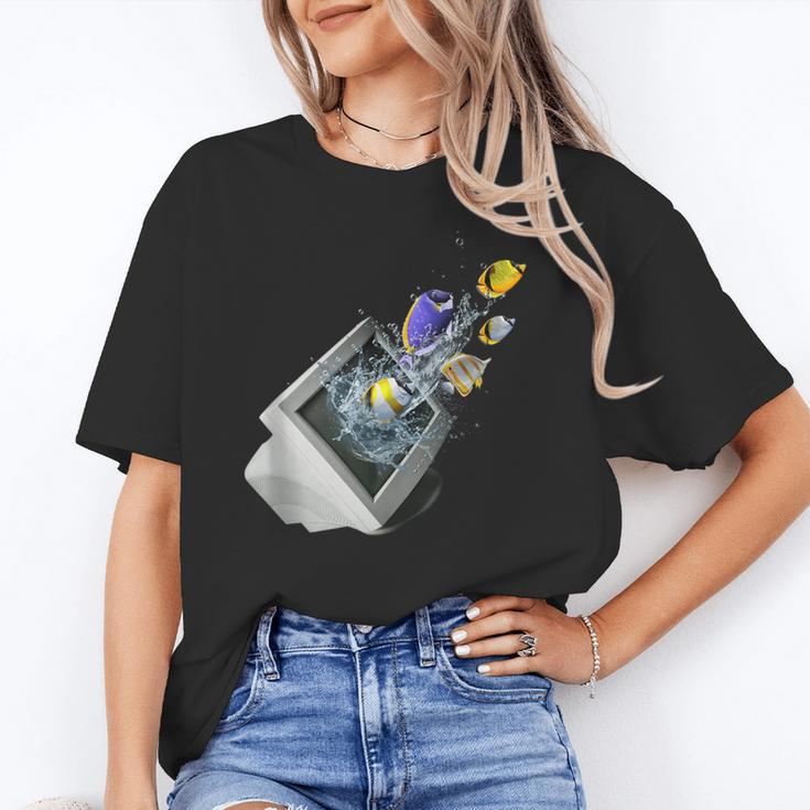 Frutiger Aero Aesthetic Tech Computer Aquarium Fishes Unisex T-Shirt