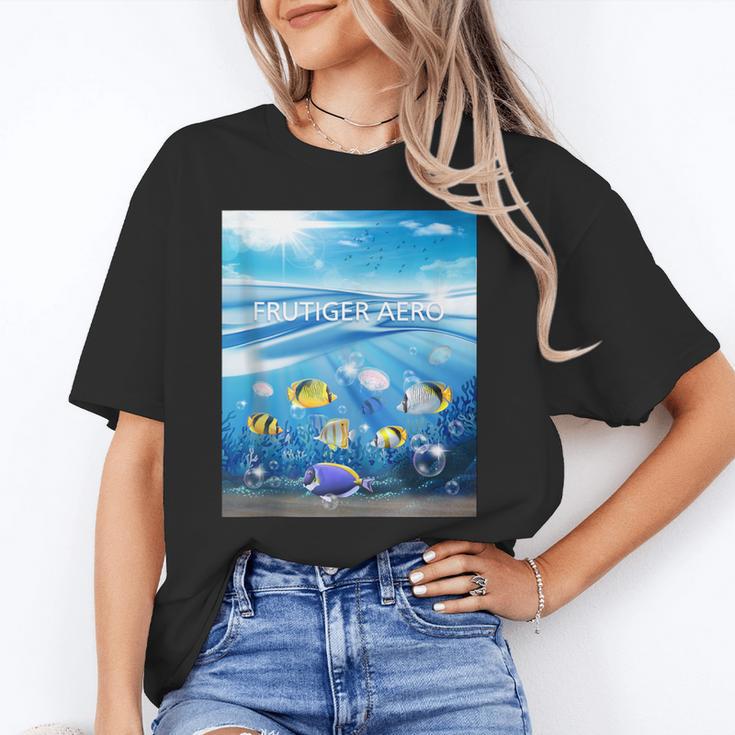 Frutiger Aero Aesthetic Tech Ocean Underwater Fishes Unisex T-Shirt Frutiger Aero Aesthetic Tech Ocean Underwater Fishes Unisex T-Shirt