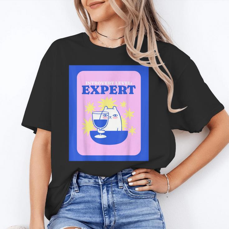 Fun Cute Introvert Cat Character With Wine Unisex T-Shirt