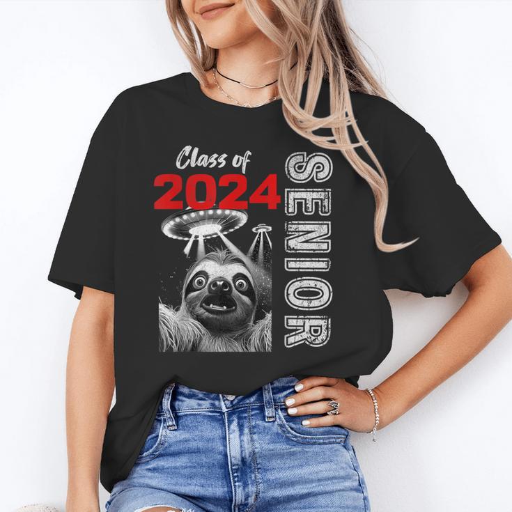 Fun Trendy UFO Sloth Graduation Class Of 2024 Senior Unisex T-Shirt