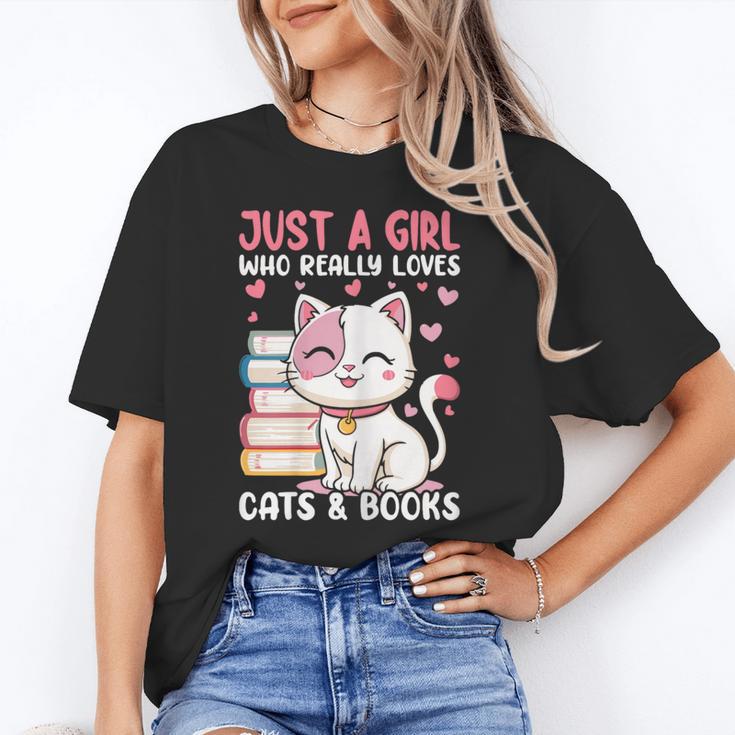 Girl Who Loves Cats And Books Cute Unisex T-Shirt