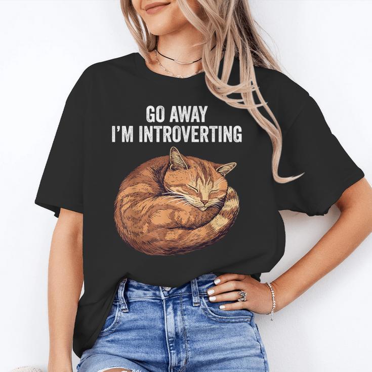 Go Away I'm Introverting Cat Introvert Men Women Girls Kids Unisex T-Shirt