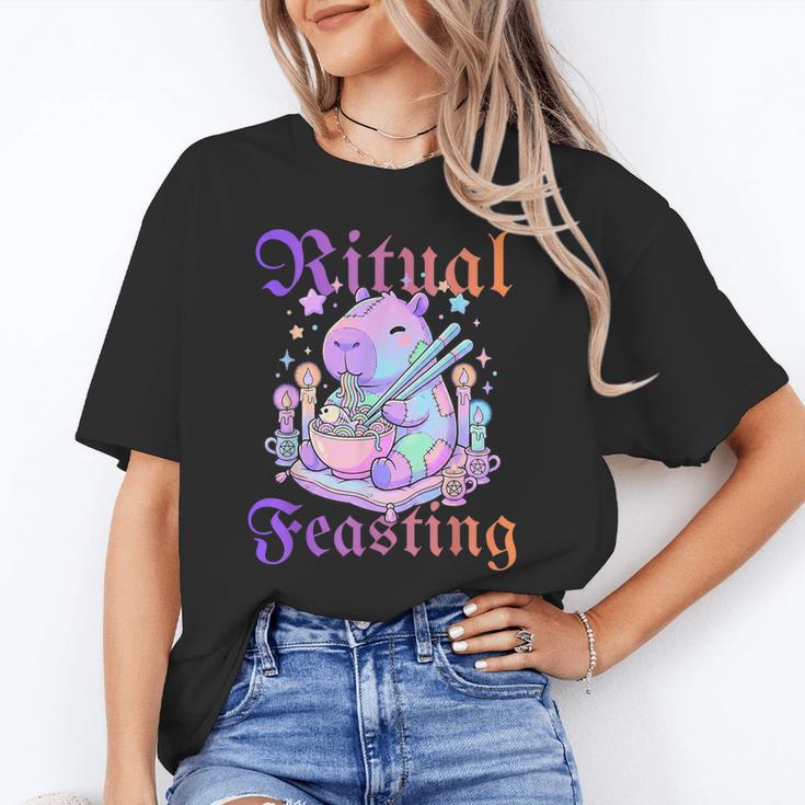 Goth Capybara Ramen Ritual Feasting Soft Introvert Art Unisex T-Shirt Goth Capybara Ramen Ritual Feasting Soft Introvert Art Unisex T-Shirt
