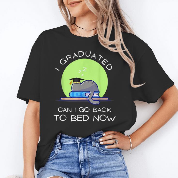 I Graduated Can I Go Back To Bed Now Cat Graduation For Men Women Girls Kids Unisex T-Shirt