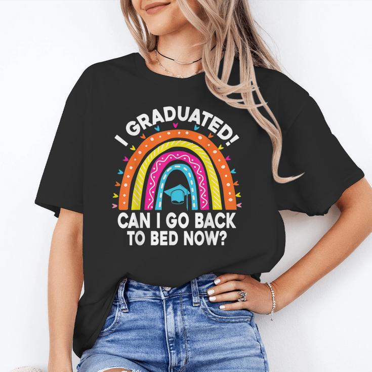 I Graduated Can I Go Back To Bed Now Graduation Hat Rainbow Unisex T-Shirt