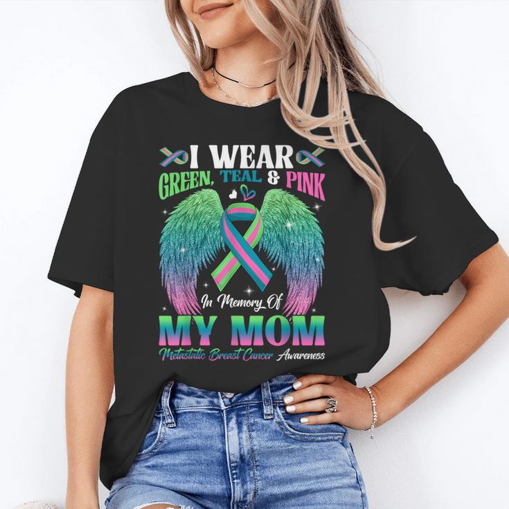 Green Teal Pink In Memory Of My Mom Metastatic Breast Cancer Unisex T-Shirt