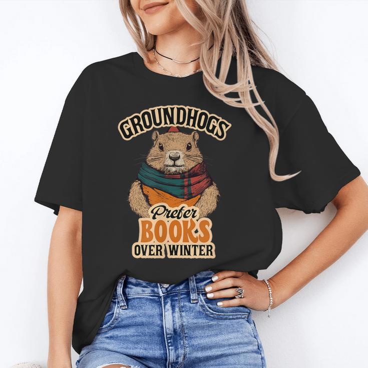 Groundhogs Prefer Books Over Winter February Unisex T-Shirt