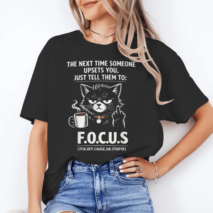 Introvert Cat Coffee Sarcastic Dark Humor Focus Meme Graphic Unisex T-Shirt