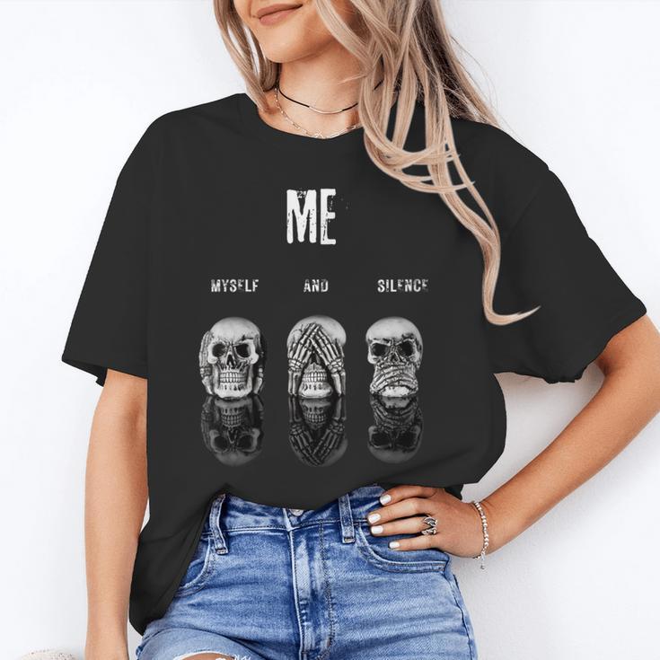 Introvert Relaxation Me Myself And Silence Skulls Unisex T-Shirt