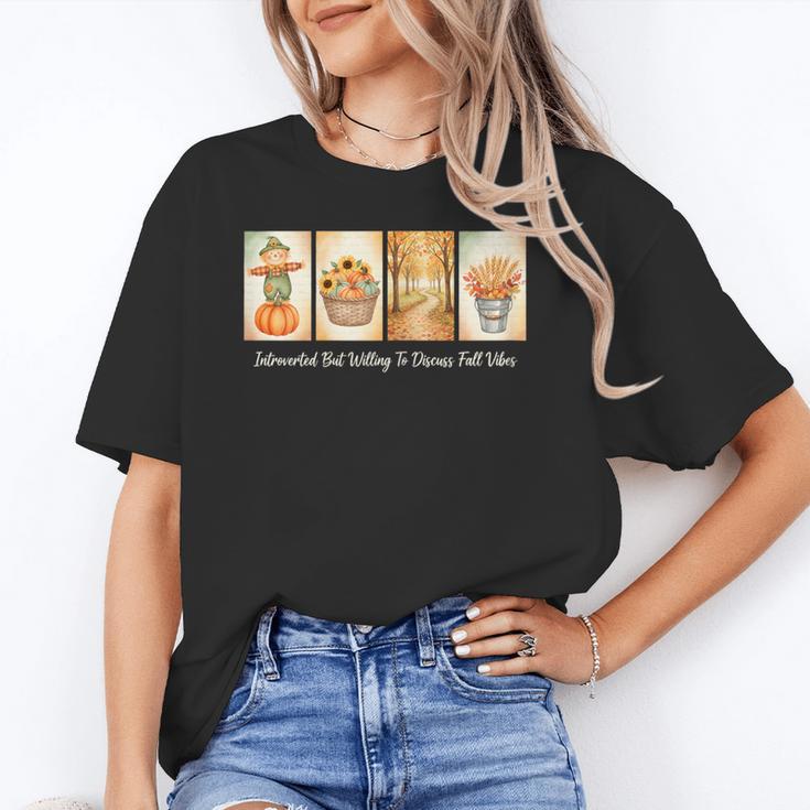 Introverted But Willing To Discuss Fall Vibes Autumn Pumpkin Unisex T-Shirt