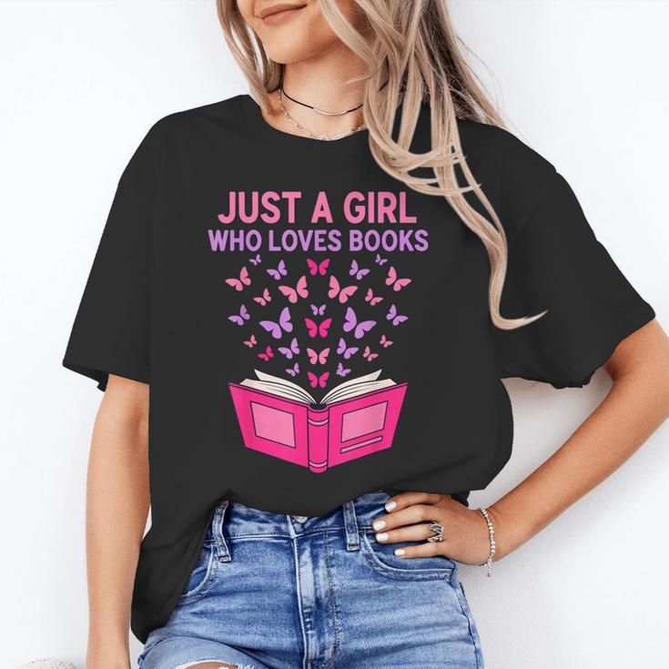 Just A Girl Who Loves Books Butterflies Reading Unisex T-Shirt Just A Girl Who Loves Books Butterflies Reading Unisex T-Shirt