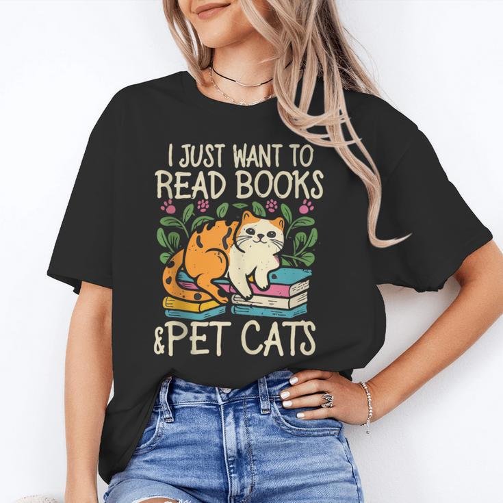 I Just Want To Read Books And Pet Cats Introvert Unisex T-Shirt I Just Want To Read Books And Pet Cats Introvert Unisex T-Shirt