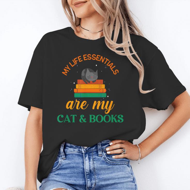 My Life Essentials Are Cat And Books Unisex T-Shirt