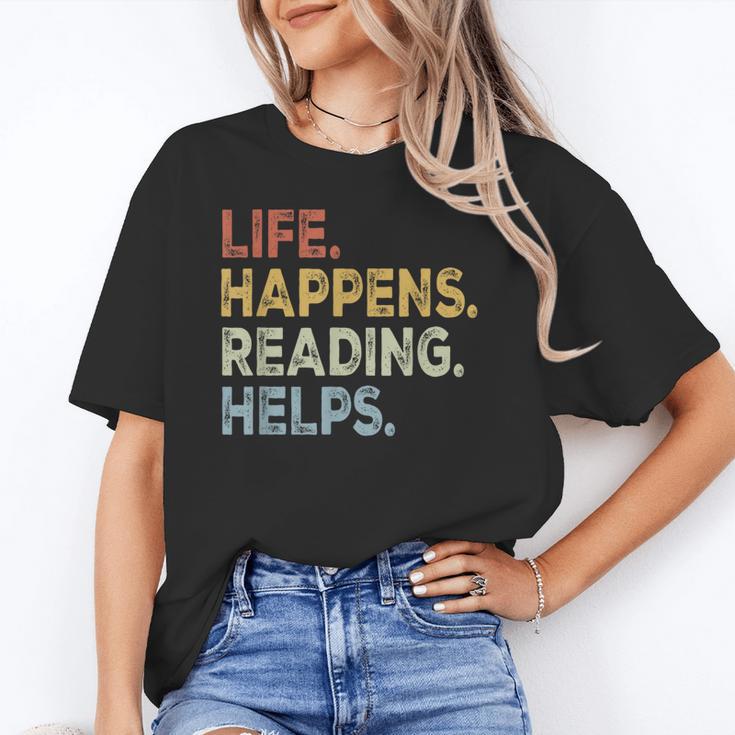 Life Happens Reading Helps Book Lovers Vinage Unisex T-Shirt