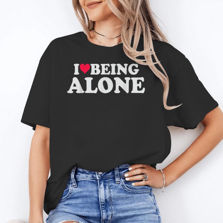 I Love Being Alone Introvert & Anxious Girl Red Heart Unisex T-Shirt