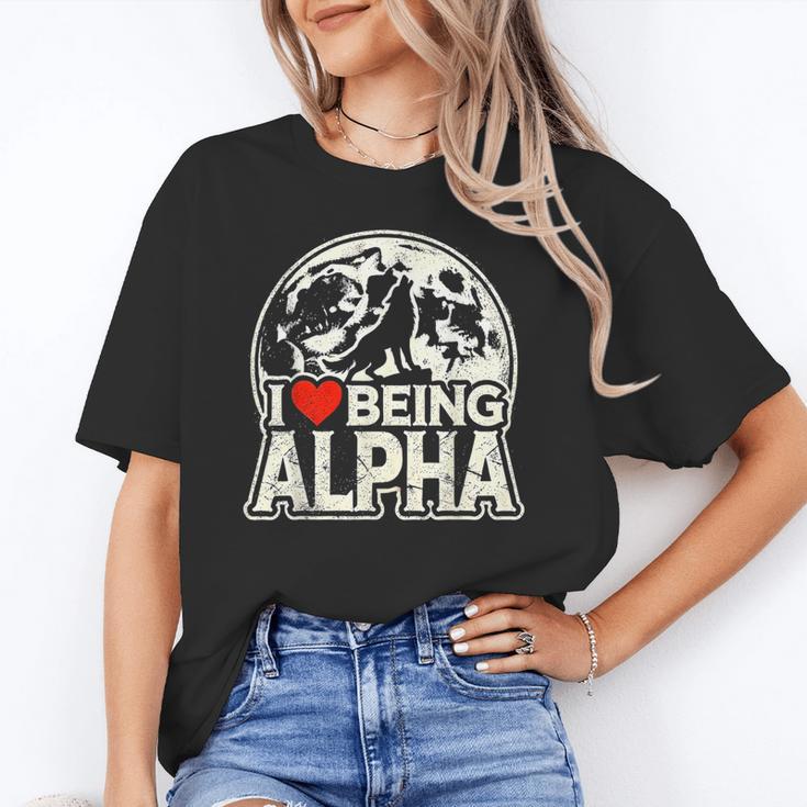 I Love Being Alpha Moonlit Wolf Meme Alpha Introvert Unisex T-Shirt