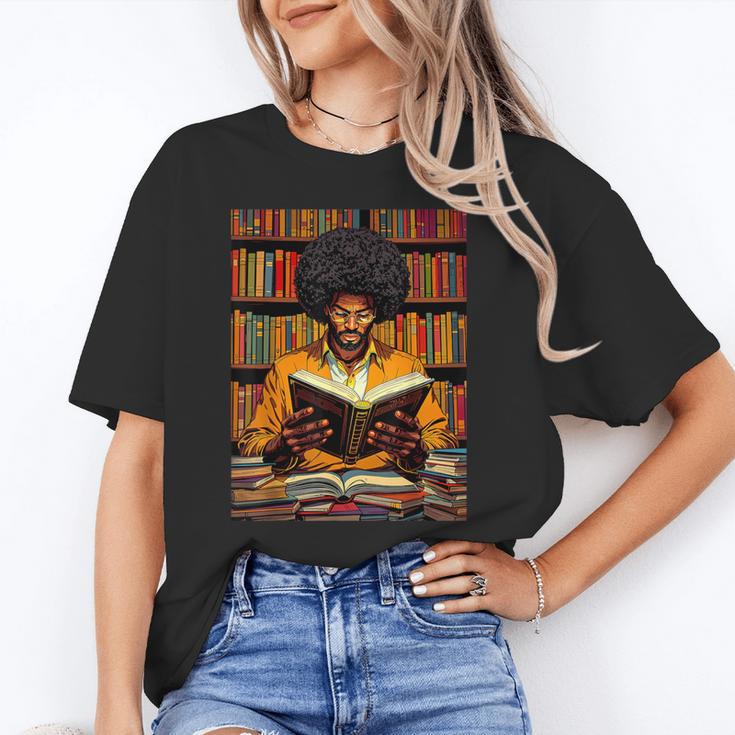 Man Reading Book Black History Month Book Lover Afro Unisex T-Shirt