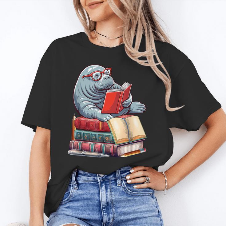 Manatee Reading Books Matching Bookworm Readers Librarian Unisex T-Shirt