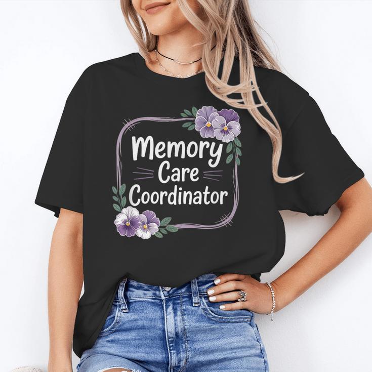 Memory Care Coordinator Purple Floral Pansies Unisex T-Shirt Memory Care Coordinator Purple Floral Pansies Unisex T-Shirt