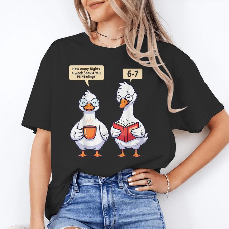 How Many Nights Reading Goose Book Lover Reader Unisex T-Shirt