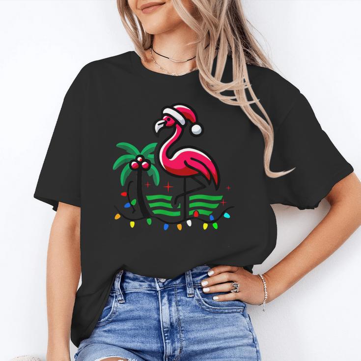 Nostalgia Holiday Tees -Adult Christmas Flamingo Small Short Sleeve Crew Neck Cotton Polyester Lightweight Ribbed Cuff Winter Unisex T-Shirt