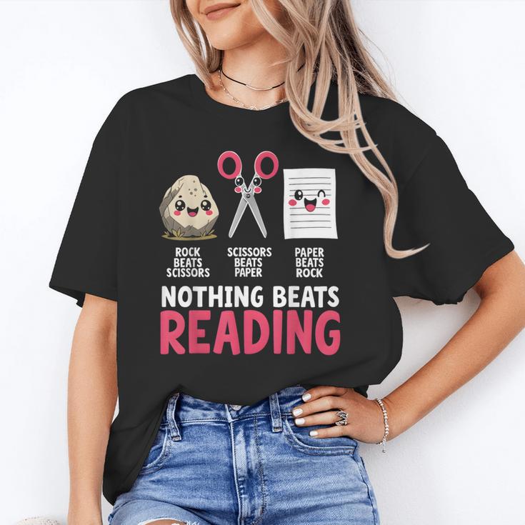 Nothing Beats Reading Rock Paper Scissors Book Lover Library Unisex T-Shirt